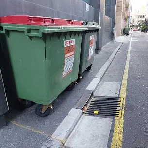 Adelaide Wheelie Bins commercial bins on an inner Adelaide street ready for collection
