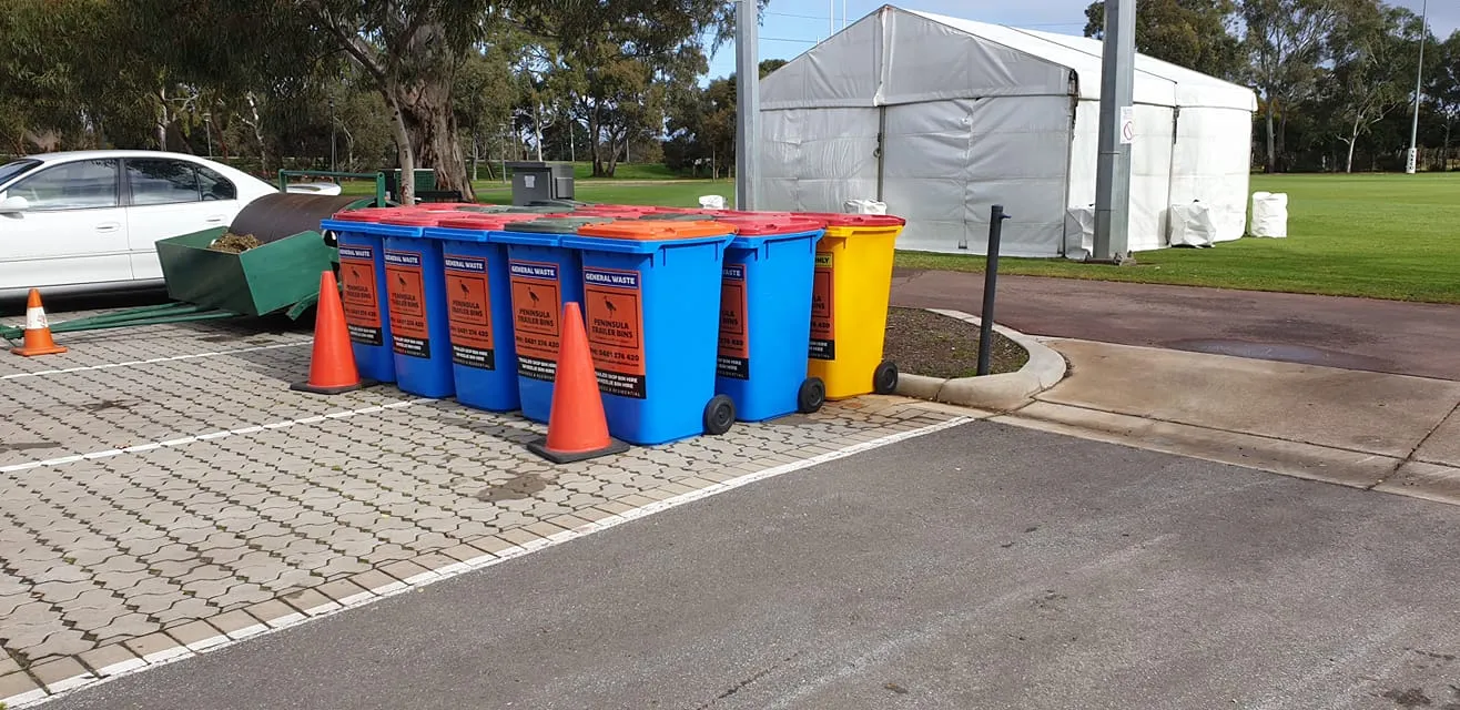 Event waste management services with bins at sporting event